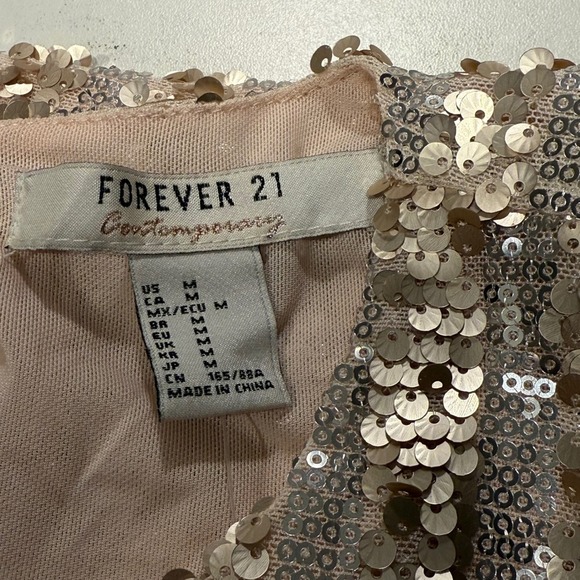 Forever 21 Sequin Crop Top Sleeveless Party Sparkle Tank Top M - Picture 4 of 4